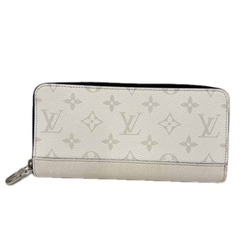 LOUIS VUITTON Taigarama Zippy Wallet Horizontal M14127 Long White Gray Leathe...